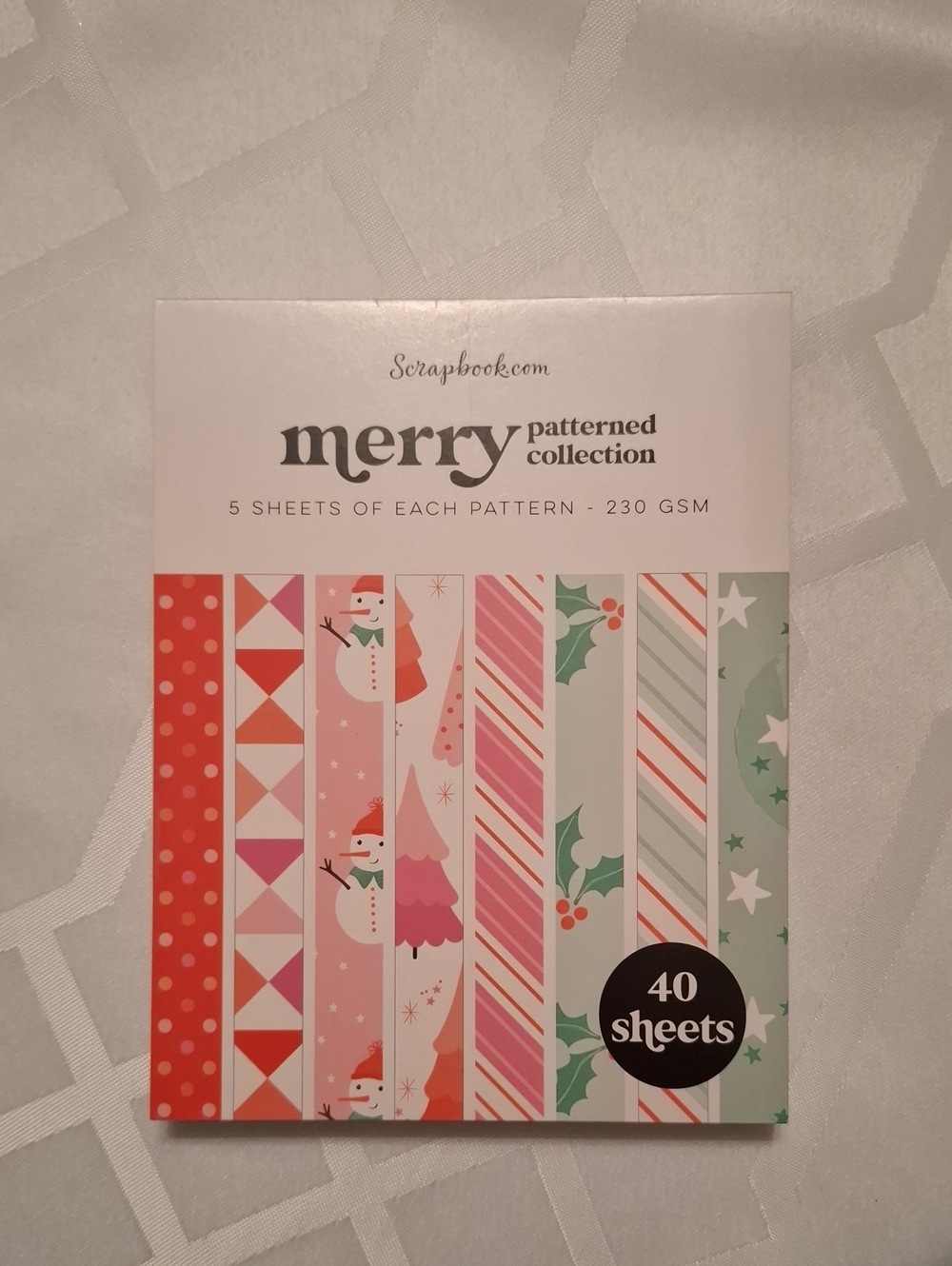 Scrapbook Merry Patterned Collection Christmas Paper Pack - Pink, Red, Green